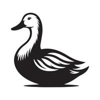 Duck Silhouette flat illustration. vector