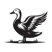 Duck Silhouette flat illustration. vector