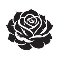 Rosa flor silueta plano ilustración vector