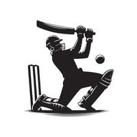 Cricket Silhouette flat illustration. vector