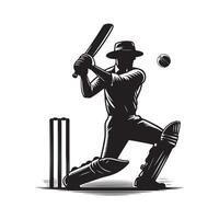 Cricket Silhouette flat illustration. vector