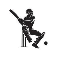 Cricket Silhouette flat illustration. vector