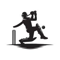 Cricket Silhouette flat illustration. vector