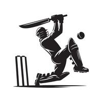 Cricket Silhouette flat illustration. vector