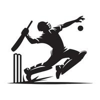 Cricket Silhouette flat illustration. vector