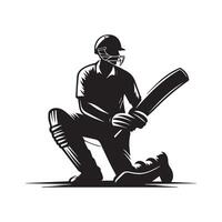 Cricket Silhouette flat illustration. vector