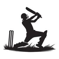 Cricket Silhouette flat illustration. vector