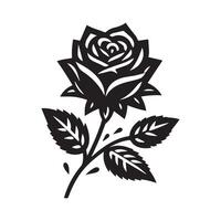 Rose flower silhouette flat illustration vector