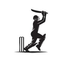 Cricket Silhouette flat illustration. vector