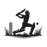 Cricket Silhouette flat illustration. vector