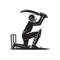 Cricket Silhouette flat illustration. vector