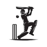 Cricket Silhouette flat illustration. vector