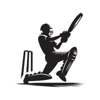 Cricket Silhouette flat illustration. vector