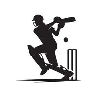 Cricket Silhouette flat illustration. vector