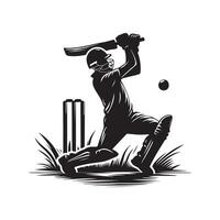 Cricket Silhouette flat illustration. vector