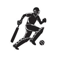 Cricket Silhouette flat illustration. vector