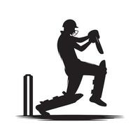 Cricket Silhouette flat illustration. vector