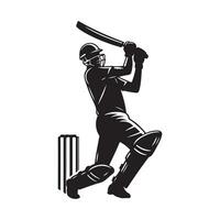 Cricket Silhouette flat illustration. vector