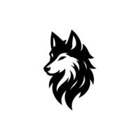 Wolf head illustration. Hand drawn line style wolf design vector