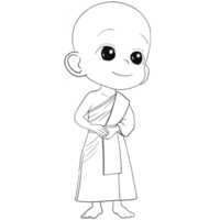 Cute buddhist monk line art png