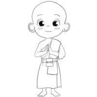 Cute buddhist monk line art png