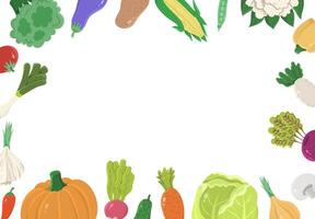 square frame with different vegetables in flat style on a white background. Illustration for markets or farm vector