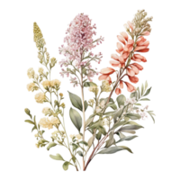 aquarelle fleur bouquet, magnifique fleur conception png