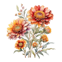 aquarelle fleur bouquet, magnifique fleur conception png