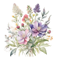 aquarelle bouquet fleur, aquarelle bouquet fleur conception png