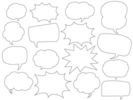 Doodle style pop speech bubble illustration set speech bubble frame handwritten style decoration. POP frame for comic or manga vector