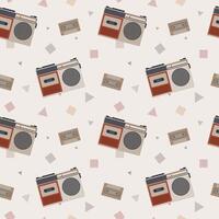 Retro Pop Radio Cassette Tape Seamless Pattern. Vintage style design vector