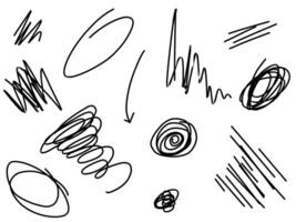 Scratch pen line scribble pencil illustration. Scratch texture, pen line sketch mark, brush stroke. Hand drawn doodle grunge graffiti texture marker stroke. Pencil scrawl effect. vector