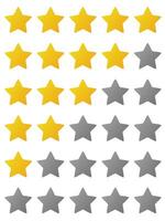 Five stars icon with yellow gradation and grey gradation for web app or mobile app vector