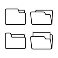 Simple folder icon collection for web app, mobile app, or website in flat style design. Closed folder, opened folder, opened folder with file. vector