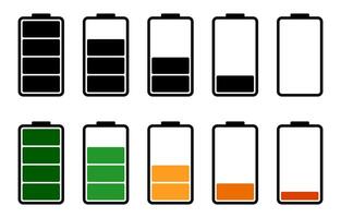 Battery charge level set collection. level battery energy. battery capacity charge icon. Flat style vector