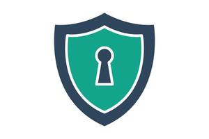 anti virus icon. shield with key. icon related to information technology. solid icon style. technology element illustration vector