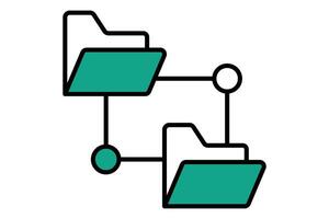 network folder icon. icon related to information technology. flat line icon style. technology element illustration vector