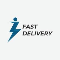 Fast delivery logo design with thunder and people concept illustration. vector