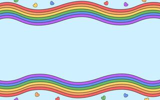 arco iris vistoso antecedentes con corazones para orgullo mes concepto, mínimo, plano icono diseño vector