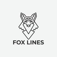 fox head line art logo design, geometric icon concept illustration. vector