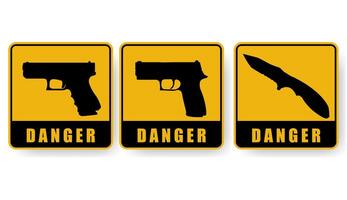 Sign warning of danger from firearms and knives. vector