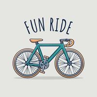 Bicycle Flat Illustration Cartoon Design with Fun Ride Tagline vector