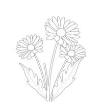 Daisy Flower Line art illustration coloring Page vector