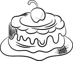 Hand drawn birthday cake outline vector