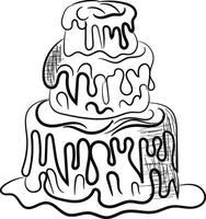 Hand drawn birthday cake outline vector