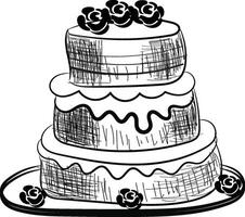 Hand drawn birthday cake outline vector