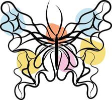 Butterfly outline with linear flat details collection vector