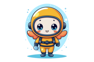 Diver, kawaii, cartoon characters, cute lines and colors, coloring pages png