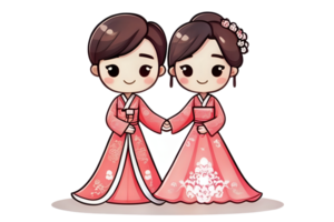 sposa kawaii cartone animato personaggi carino Linee e colori colorazione pagine png