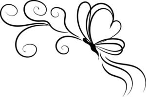 Butterfly outline with linear flat details collection vector